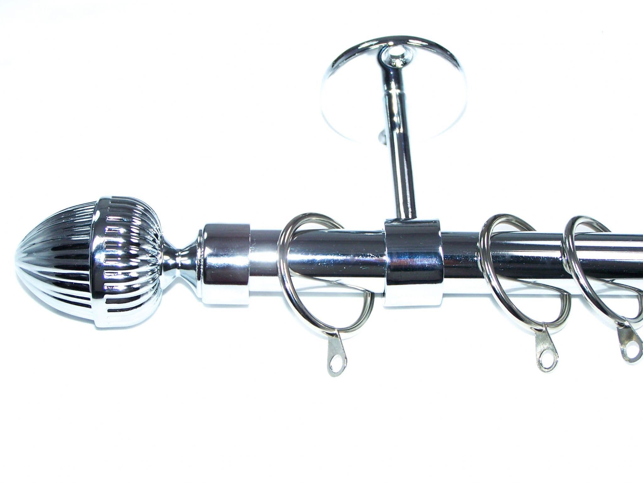 19mm Chrome Ceiling Curtain Pole Acorn Finials