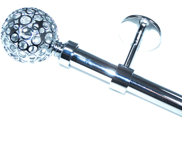 19mm Chrome Ceiling Eyelet Curtain Pole Circle Ball Finials