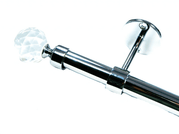 19mm Chrome Ceiling Eyelet Curtain Pole Crystal Ball Finials