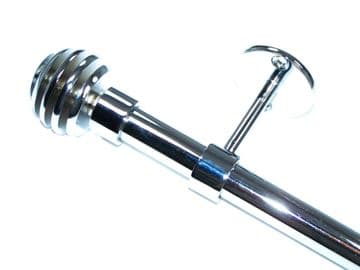 19mm Chrome Ceiling Eyelet Curtain Pole Sliced Globe Finials