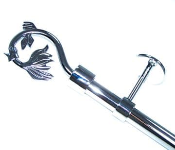 19mm Chrome Ceiling Eyelet Curtain Pole Swirl Leaf Finials