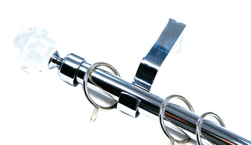 19mm Chrome Curtain Pole Crystal Ball Finials