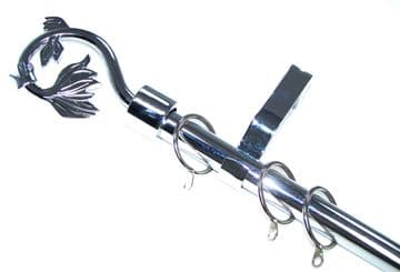 19mm Chrome Curtain Pole Swirl Leaf Finials