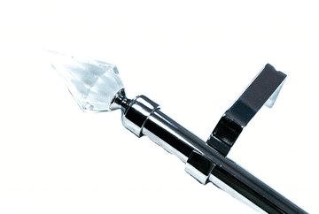 19mm Chrome Extendable Eyelet Curtain Pole Crystal Spear Finials 1.2m 2m
