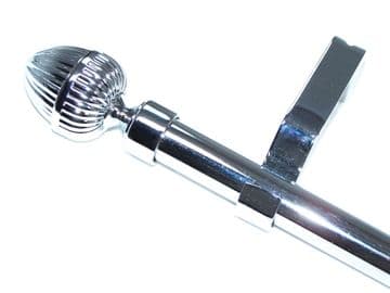 19mm Chrome Extendable Eyelet Curtain Pole Designer Acorn Finial 1.2m 2m