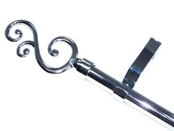 19mm Chrome Extendable Eyelet Curtain Pole Swirl Finials 1.2m 2m