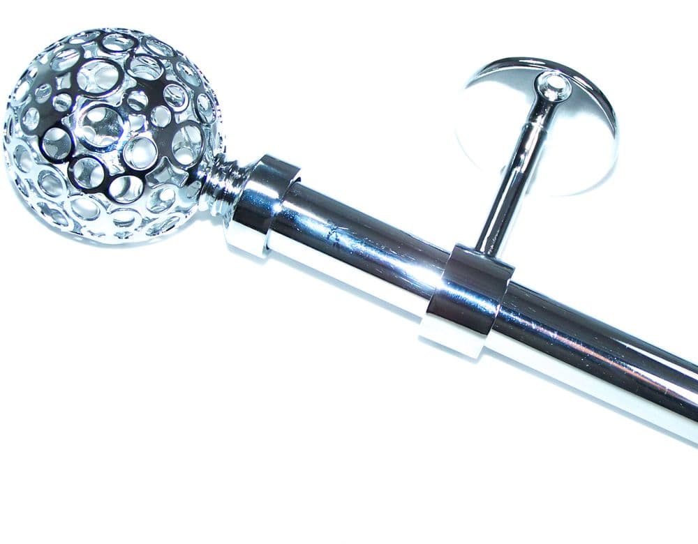 19mm Chrome Eyelet Ceiling Bay Window System Circle Ball Finials 2 4m ...