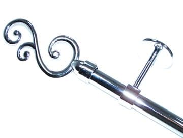 19mm Chrome Eyelet Ceiling Bay Window System Swirl Finials 2.4m 3m 3.6m 3.9m