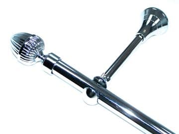 19mm Chrome Eyelet Designer Extra Deep Pole with Acorn Finials 1.2m 1.5m 2.4m 3m