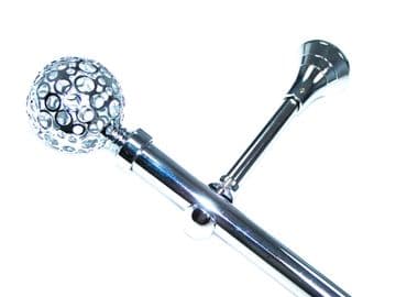 19mm Chrome Eyelet Designer Extra Deep Pole with Circle Ball Finials 1.2m 1.5m 2.4m 3m