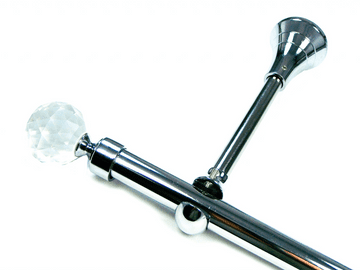 19mm Chrome Eyelet Designer Extra Deep Pole with Crystal Ball Finials 1.2m 1.5m 2.4m 3m