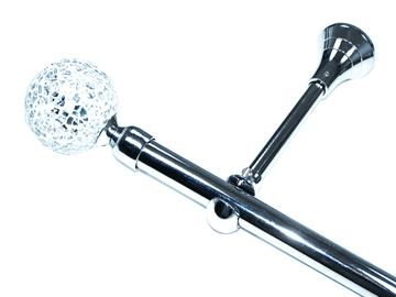 19mm Chrome Eyelet Designer Extra Deep Pole with Mosaic Finials 1.2m 1.5m 2.4m 3m