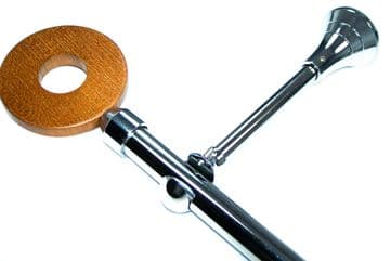 19mm Chrome Eyelet Designer Extra Deep Pole with Oak Polo Finials 1.2m 1.5m 2.4m 3m