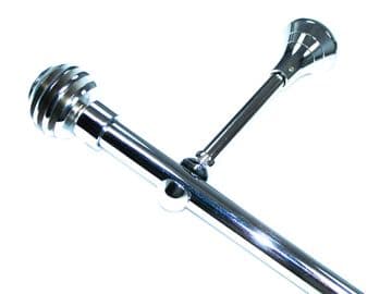19mm Chrome Eyelet Designer Extra Deep Pole with Sliced Globe Finials 1.2m 1.5m 2.4m 3m