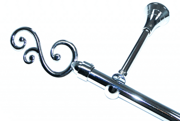 19mm Chrome Eyelet Designer Extra Deep Pole with Swirl Finials 1.2m 1.5m 2.4m 3m