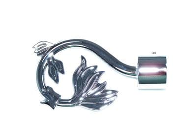 19mm Chrome Swirl Leaf Curtain Pole Finials