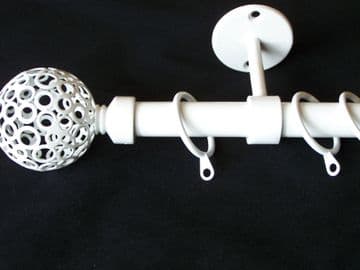 19mm Gloss White Ceiling Curtain Pole Circle Ball Finials