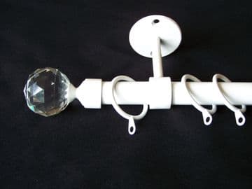 19mm Gloss White Ceiling Curtain Pole Crystal Ball Finials
