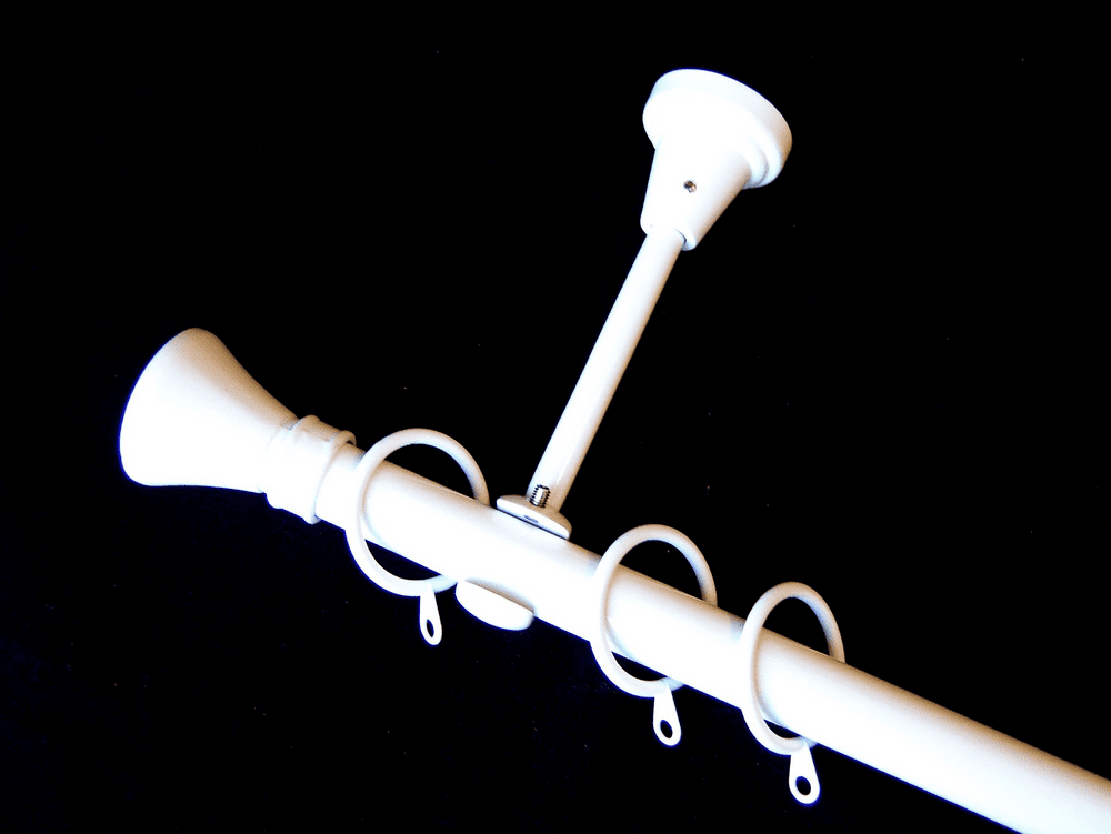 19mm Gloss White Designer Bracket Curtain Pole with Hammerhead Finials