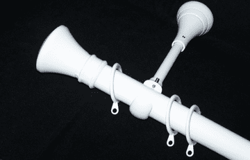 19mm Gloss White Designer Extra Deep Pole Glider Rings Hammerhead Finials 1.2m 1.5m 2.4m 3m