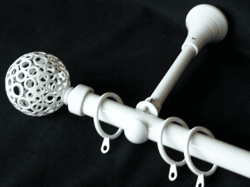 19mm Gloss White Designer Extra Deep Pole with Circle Ball Finials 1.2m 1.5m 2.4m 3m