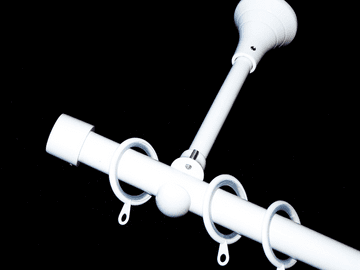 19mm Gloss White Designer Extra Deep Pole with Glider Rings & End Cap Finials 1.2m 1.5m 2.4m 3m