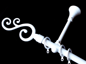 19mm Gloss White Designer Extra Deep Pole with Glider Rings Swirl Finials 1.2m 1.5m 2.4m 3m
