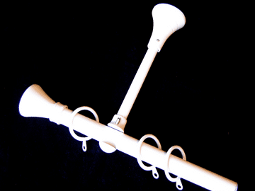 19mm Gloss White Designer Extra Deep Pole with Hammerhead Finials 1.2m 1.5m 2.4m 3m