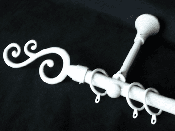 19mm Gloss White Designer Extra Deep Pole with Swirl Finials 1.2m 1.5m 2.4m 3m