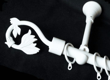 19mm Gloss White Designer Extra Deep Pole with Swirl Leaf Finials 1.2m 1.5m 2.4m 3m