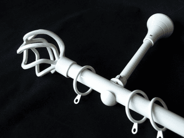 19mm Gloss White Designer Extra Deep Pole with Twisted Cage Finials 1.2m 1.5m 2.4m 3m