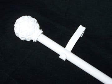 19mm Gloss White Eyelet Curtain Pole System Abstract Ball Finials