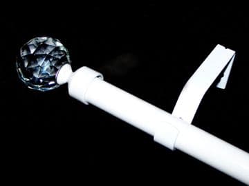 19mm Gloss White Eyelet Curtain Pole System Crystal Ball Finials