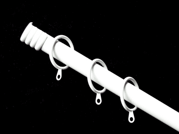 19mm Gloss White Recess Curtain Pole with Rings 1.8m / 3.6m