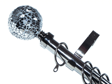 19mm Graphite Black Bay Window System Black Mosaic Finials 2.4m 3m 3.6m 3.9m 4.5m 4.8m 5.4m 6m