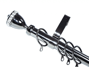 19mm Graphite Black Bay Window System Diamante Trophy Finial 2.4m 3m 3.6m 3.9m 4.5m 4.8m 5.4m 6m