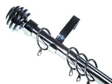 19mm Graphite Black Bay Window System Sliced Ball Finials 2.4m 3m 3.6m 3.9m 4.5m 4.8m 5.4m 6m