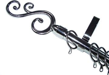 19mm Graphite Black Bay Window System Swirl Finials 2.4m 3m 3.6m 3.9m 4.5m 4.8m 5.4m 6m