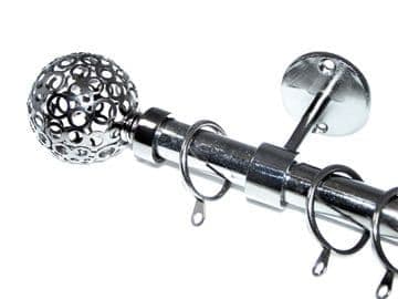 19mm Graphite Black Ceiling Bay Window System Circle Ball Finials 2.4m 3m 3.6m 3.9m