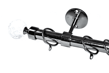 19mm Graphite Black Ceiling Bay Window System Crystal Finials 2.4m 3m 3.6m 3.9m