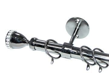 19mm Graphite Black Ceiling Bay Window System Diamante Finial 2.4m 3m 3.6m 3.9m