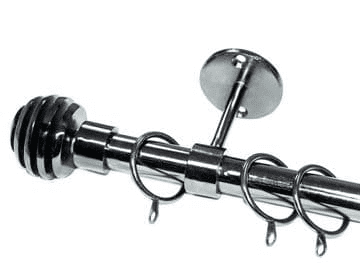 19mm Graphite Black Ceiling Bay Window System Sliced Ball Finials 2.4m 3m 3.6m 3.9m