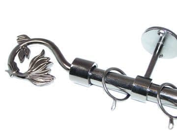 19mm Graphite Black Ceiling Bay Window System Swirl Leaf Finials 2.4m 3m 3.6m 3.9m