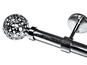 19mm Graphite Black Eyelet Ceiling Bay Window System Circle Ball Finials 2.4m 3m 3.6m 3.9m