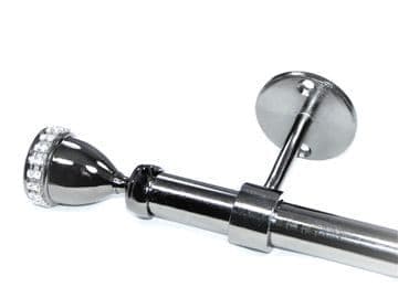 19mm Graphite Black Eyelet Ceiling Bay Window System Diamante Finials 2.4m 3m 3.6m 3.9m