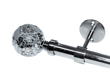 19mm Graphite Black Eyelet Ceiling Bay Window System Mosaic Ball Finials 2.4m 3m 3.6m 3.9m