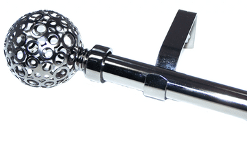 19mm Graphite Black Eyelet Curtain Pole Circle Ball Finials