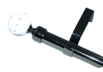 19mm Graphite Black Eyelet Curtain Pole Crystal Ball Finials