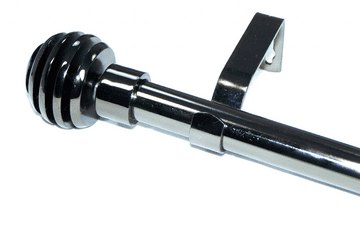 19mm Graphite Black Eyelet Curtain Pole Sliced Ball Finials