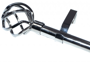 19mm Graphite Black Eyelet Curtain Pole Twisted Cage Finials